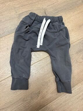 Little Bipsy Charcoal Gray Jogger Pants with White Drawstring
